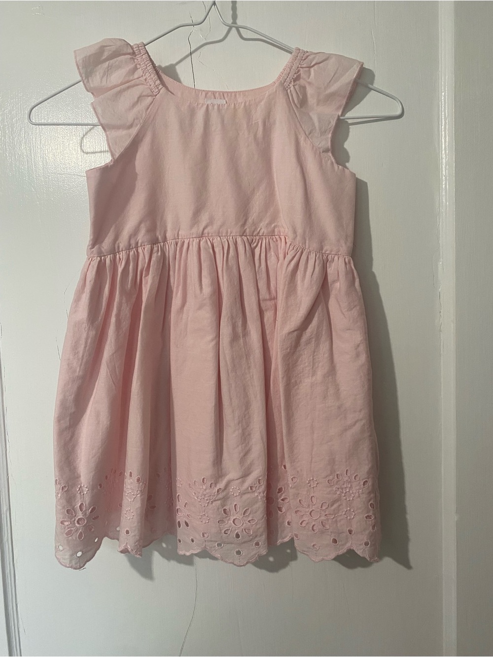 Baby GAP Girls' Light Pink Eyelet Hem Flutter Sleeve Dress